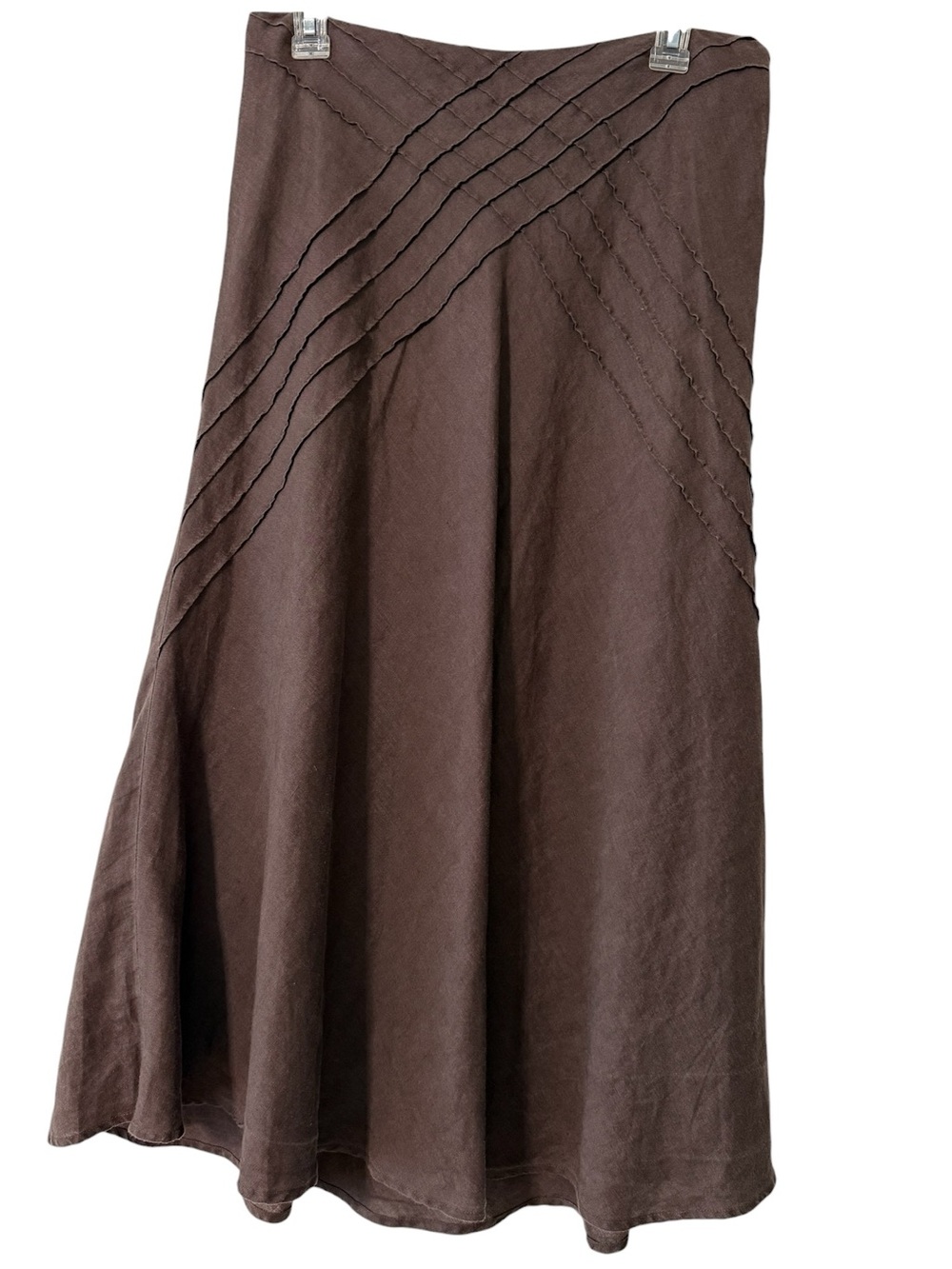 100% Linen Skirt Diagonal Stitch Detail Size 6